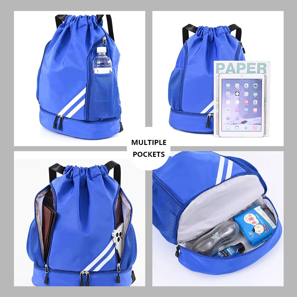 1Pcs Unisex Drawstring Gym Backpack with Shoes Compartment Sport Workout Bag for Running Fitness Cycling Swimming Basketball