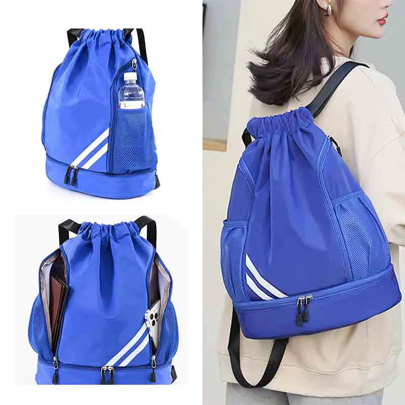 1Pcs Unisex Drawstring Gym Backpack with Shoes Compartment Sport Workout Bag for Running Fitness Cycling Swimming Basketball