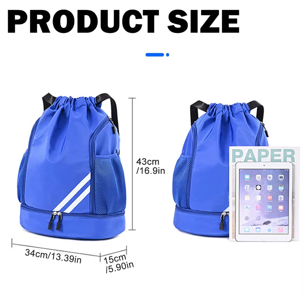 1Pcs Unisex Drawstring Gym Backpack with Shoes Compartment Sport Workout Bag for Running Fitness Cycling Swimming Basketball