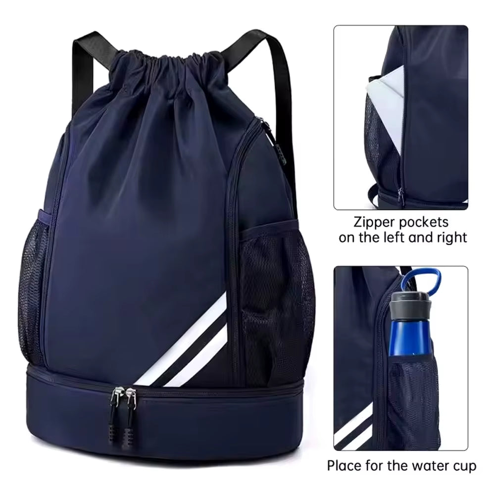 1Pcs Unisex Drawstring Gym Backpack with Shoes Compartment Sport Workout Bag for Running Fitness Cycling Swimming Basketball